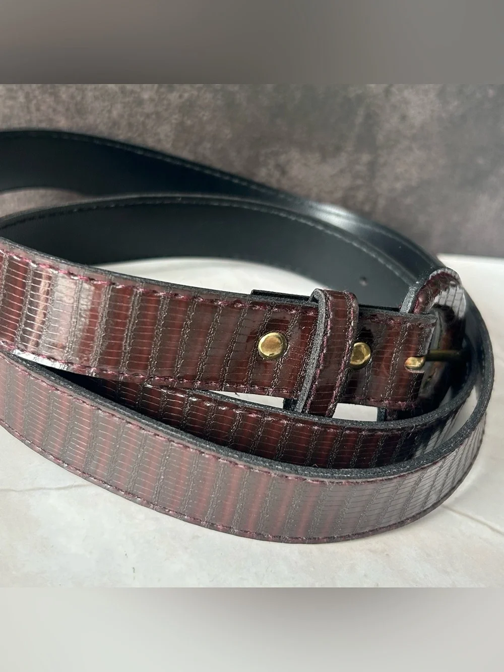 Dark Brown Textured Leather Belt